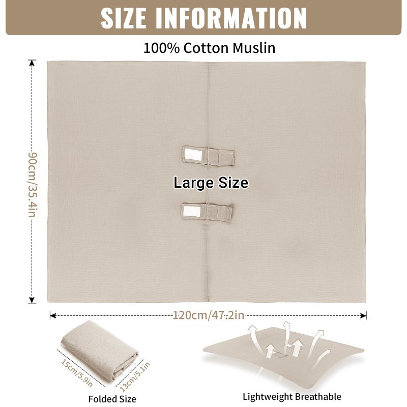 Metplus Muslin Car Seat Cover for Babies - Carseat Stroller Cover Infant Stroller Covers for Boys and Girls, Breathable & Lightweight, Fits Most Strollers & Baby Car Seats - Image 4